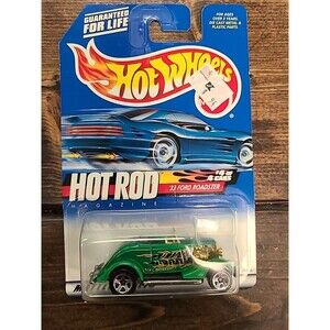Vintage NOS NEW  Hot Wheels Hot Rod Magazine '33 Ford Roadster Green w/Flames